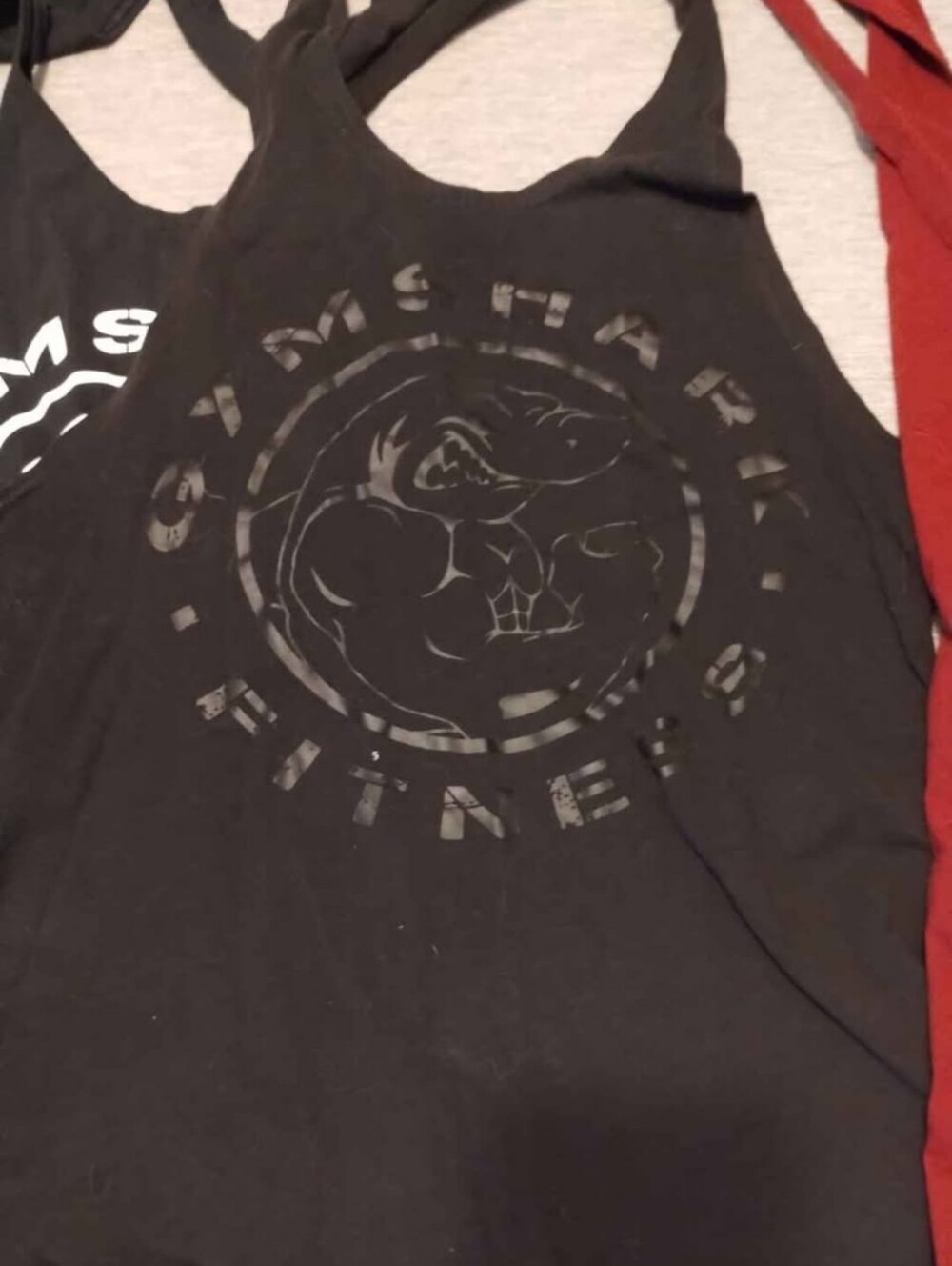 Gymshark Logo Racerback Muscle Ts - Black & Burgundy - Picture 3 of 10